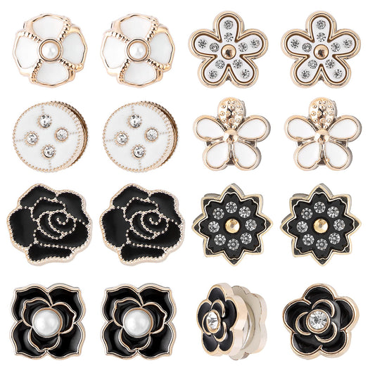 ASTER 8 Pairs Hijab Magnetic Pins - Strongest Commercial Strength Hijab Pins for Women, Flower Shaped Safety Pins Multi-Use Muslim Scarf Magnetic Hijab Buttons (Style-B)