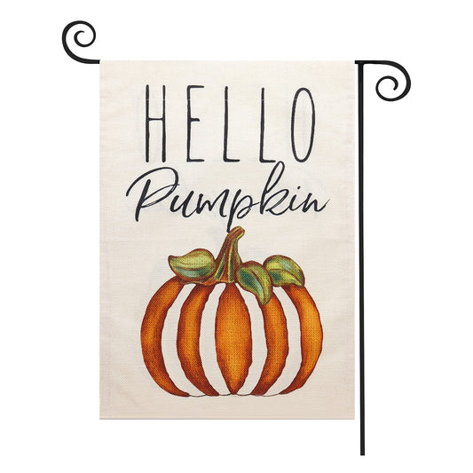ASTER Welcome Thanksgiving Garden Flag 12.5 x 18 Inch ，Pumpkin Vertical Double Sided Stripe Thanksgiving Garden Flag for Yard Outdoor Decoration (Style B)