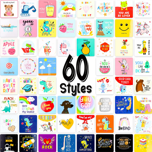 ASTER 60 Box Stück Lunchbox Notizkarten Cartoon Positive Lustige Bento Box Karten Motivationskarten Grußkarte Postkarte Niedlich Anmerkungen Papier Kind
