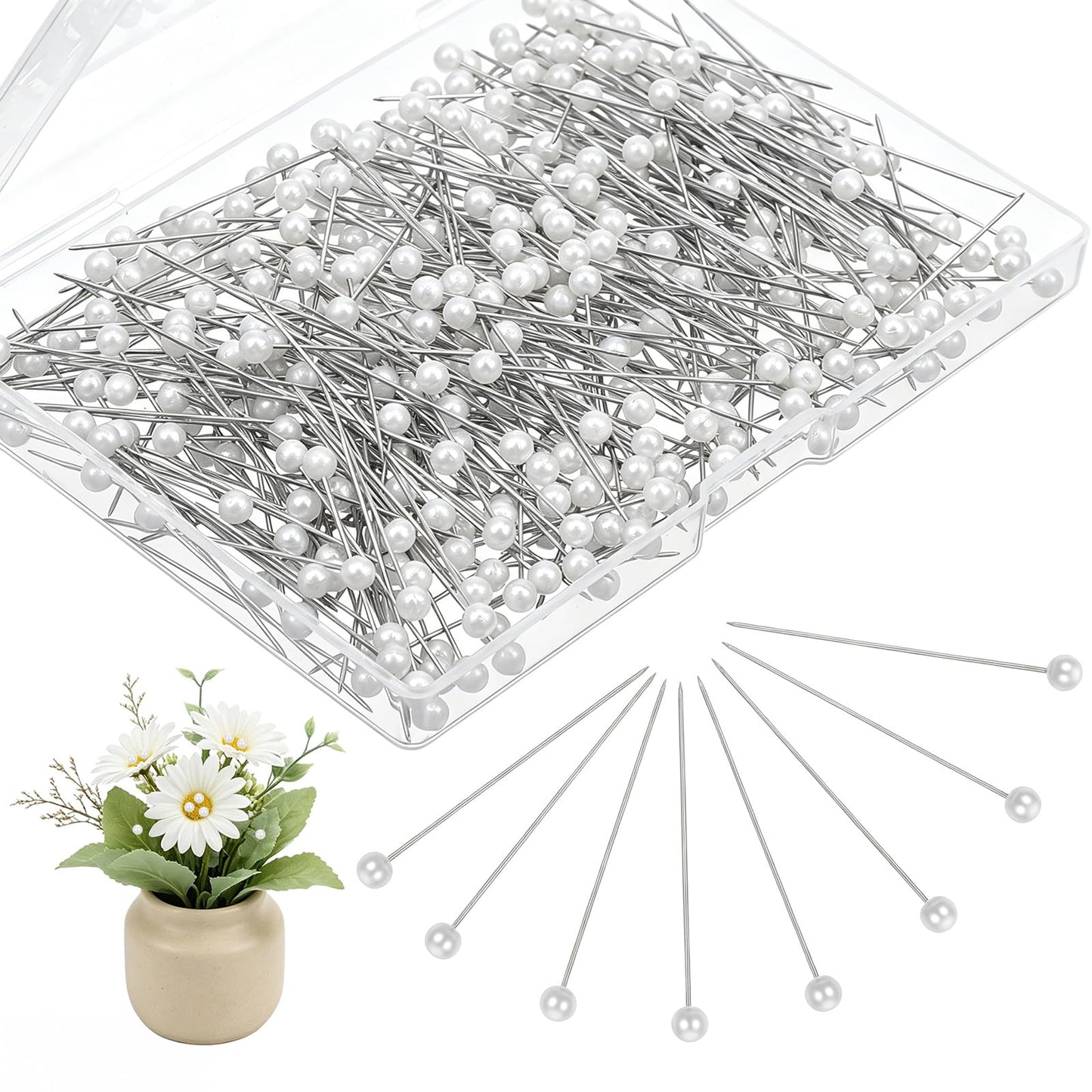 Pack of 300 Sewing Pins, Pins with Head, Sewing Accessories (Head 4 mm)