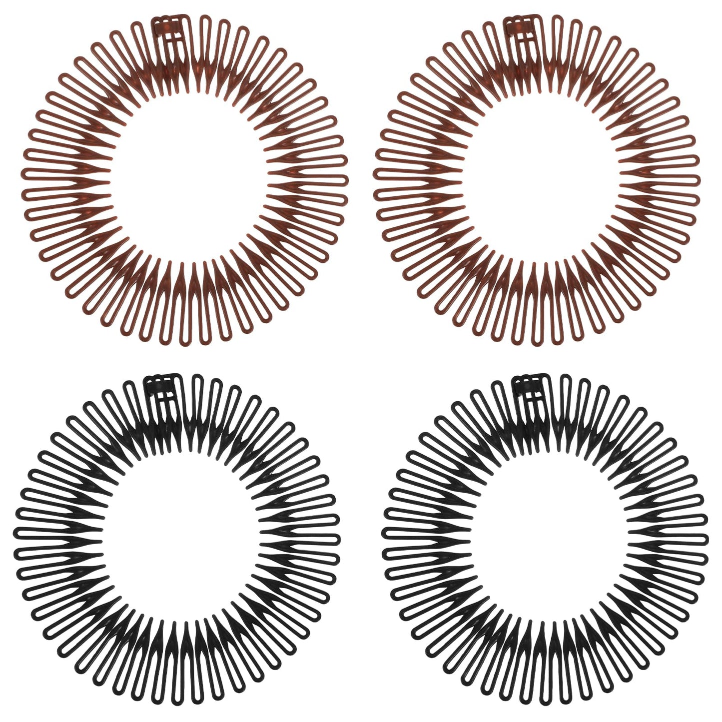 4PCS Flexible Headbands Circular Stretch Comb Headband