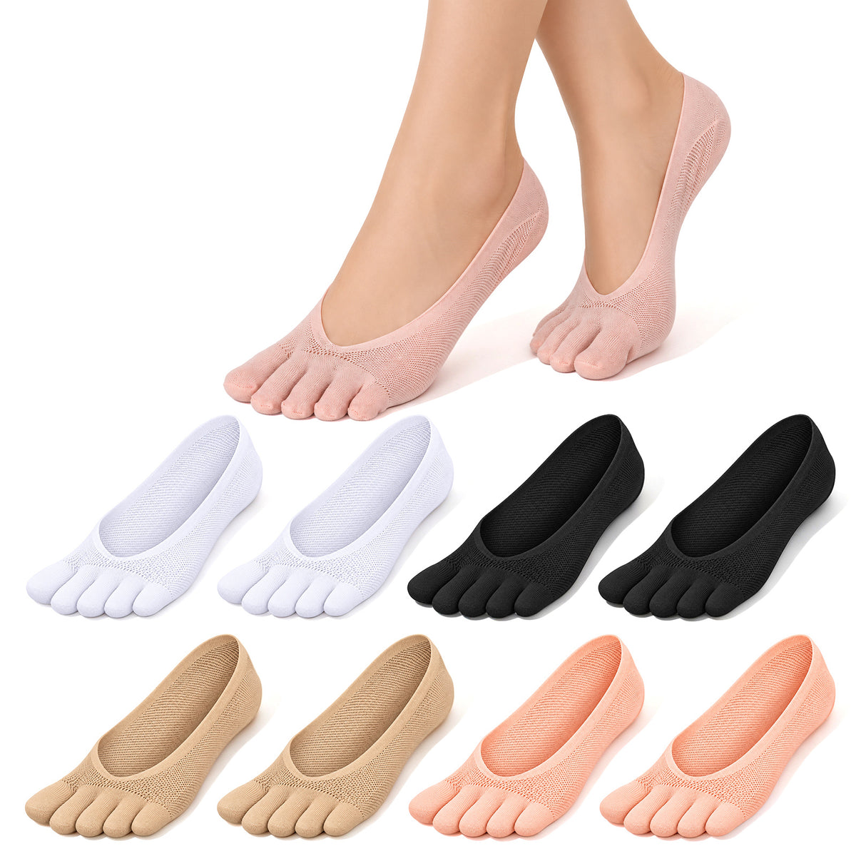 4 Pairs Toe Socks - No Show Toe Separator Socks for Women & Men