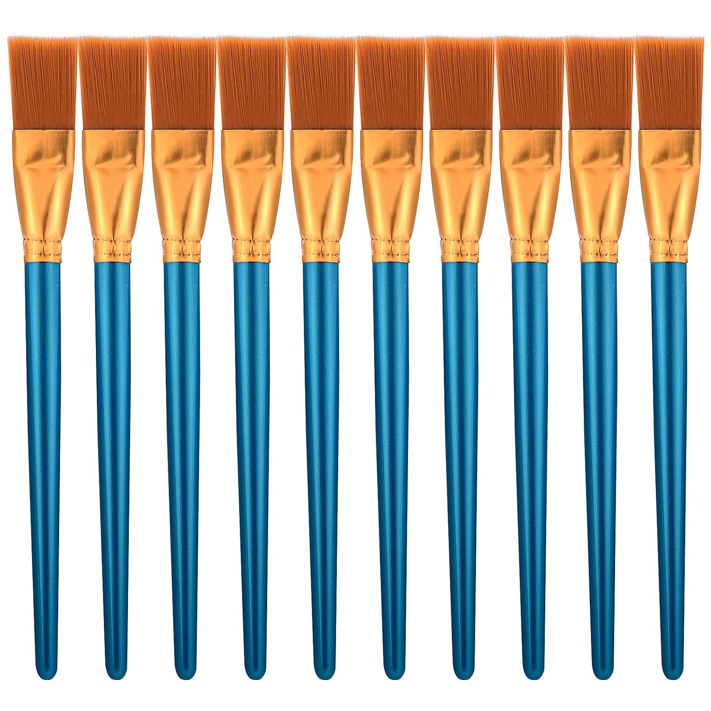 10 Pieces Paint Brushes for Acrylic Painting, Nylon Paint Brushes 1 Inch Wide Flat Paint Brushes Set for Artists Professional Amateurs Gouache & Acrylics Watercolors Gouache Acrylic Painting Blue
