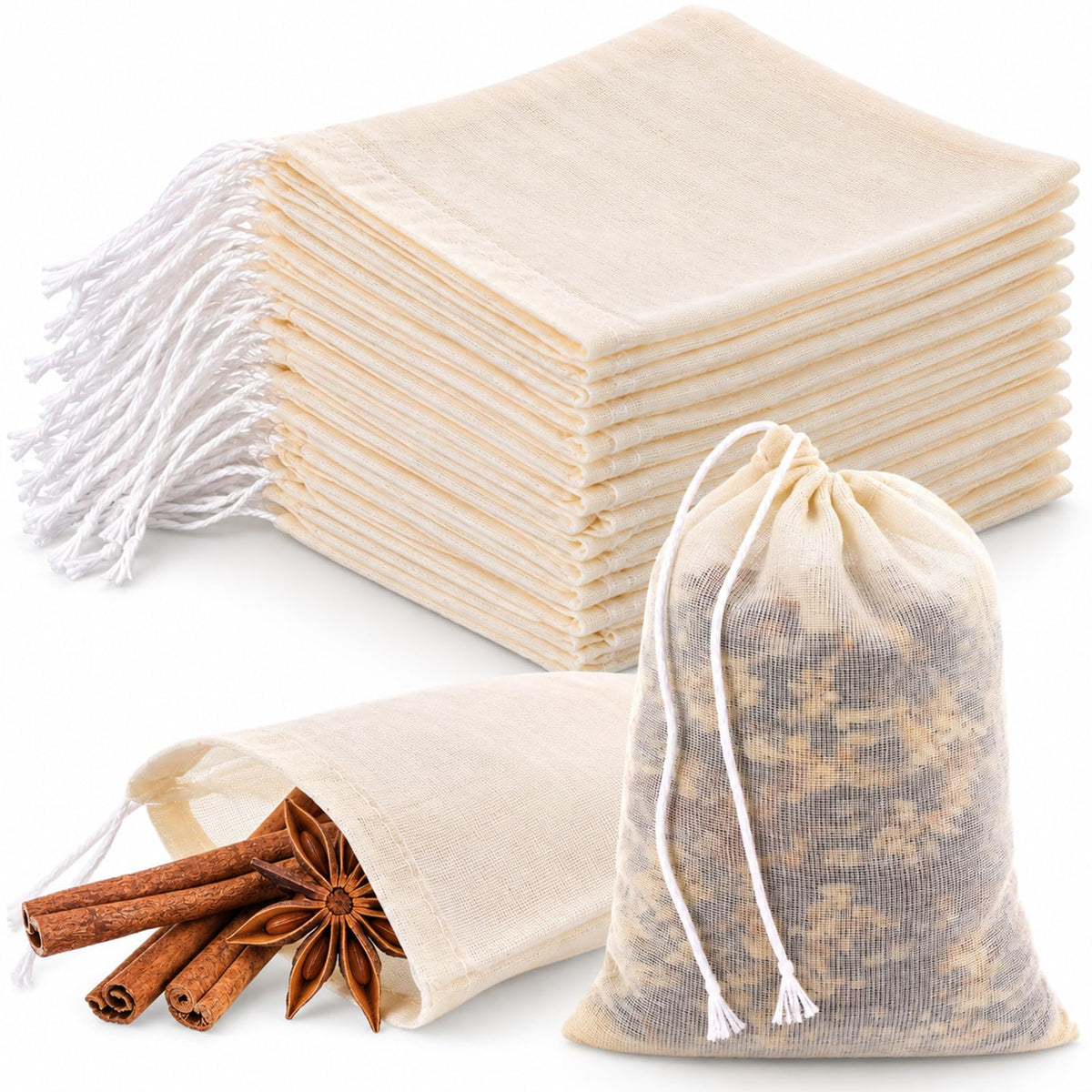 Piriuuo Pack of 40 spice bags, spice bags for cooking, 10 x 8 cm