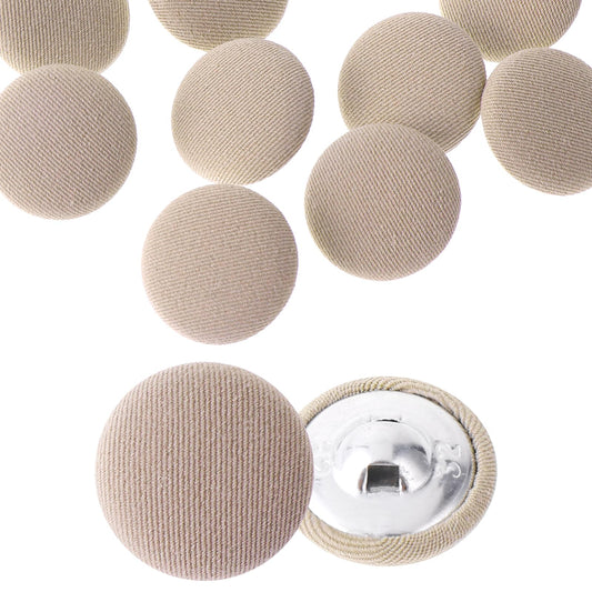 10 Pcs 20mm Fabric Covered Black Buttons, Round Metal Shank Crafting Sewing Buttons for Suits Dress Gowns Blouses, Vintage Covered Cloth Button for DIY Project (Khaki)