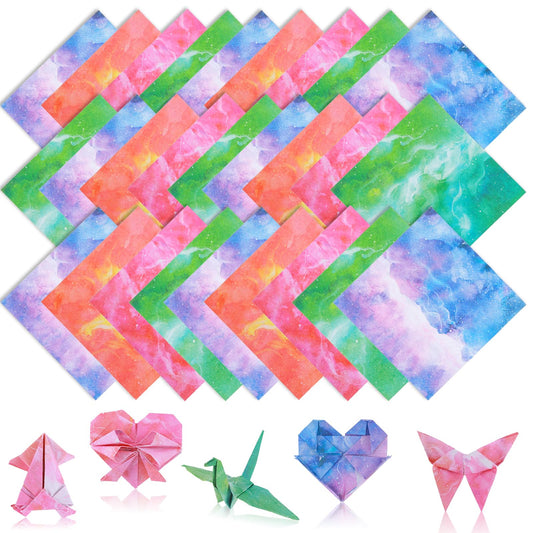 Aster 400 Sheets Origami Paper Kit for Kids, 9.5cm/3.7inch 4 Color Square Starry Double Sided Origami Paper for Scrapbook Decor, DIY Decoration, Craft Paper, Folding Crafts