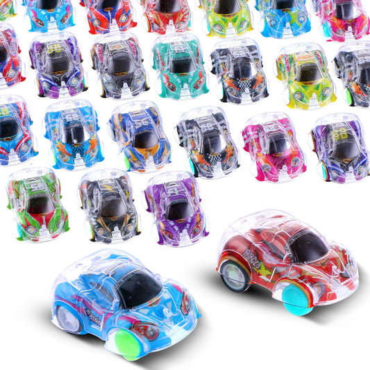 ASTER 30 Pcs Pull Back Cars, Mini Toy Cars Party Bag Fillers for Kids, Small Cute Funny Plastic Toy Cars Bulk Christmas Cracker Fillers for 3-5 Year Old Boys Girls kids