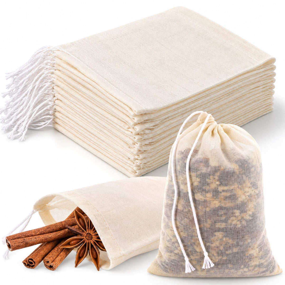 Piriuuo Pack of 30 spice bags, spice bags for cooking, 15 x 10 cm