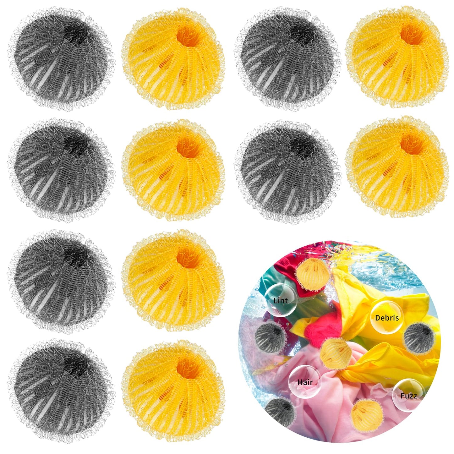 ASTER Pet Hair Remover for Laundry Pet Hair Remover Washing Machine Reusable Lint Remover Catcher Dryer Balls for Pet Hair Removal for Clothing Dog Cat Pet Hair 12 PCS