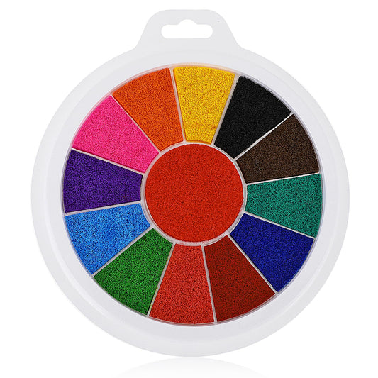 Prasacco 13 Colors Rainbow Ink Pad Stamps, Multicolor Stamp Pads for Kids Craft Washable Color Painting Card Finger Ink Stamp Pads Rubber Stamp Crafting Paper Wood Fabric Scrapbook(7 inch)