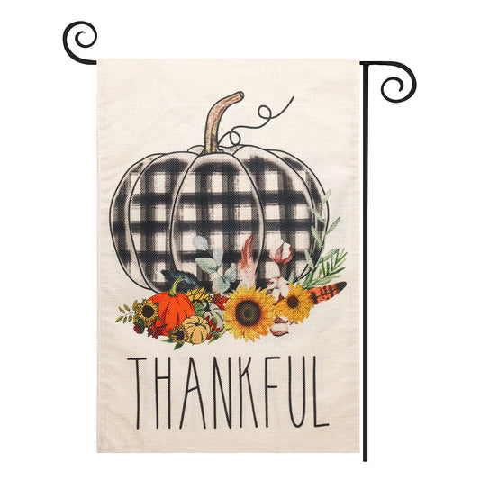 ASTER Welcome Thanksgiving Garden Flag 12.5 x 18 Inch ，Pumpkin Vertical Double Sided Stripe Thanksgiving Garden Flag for Yard Outdoor Decoration (Style D)