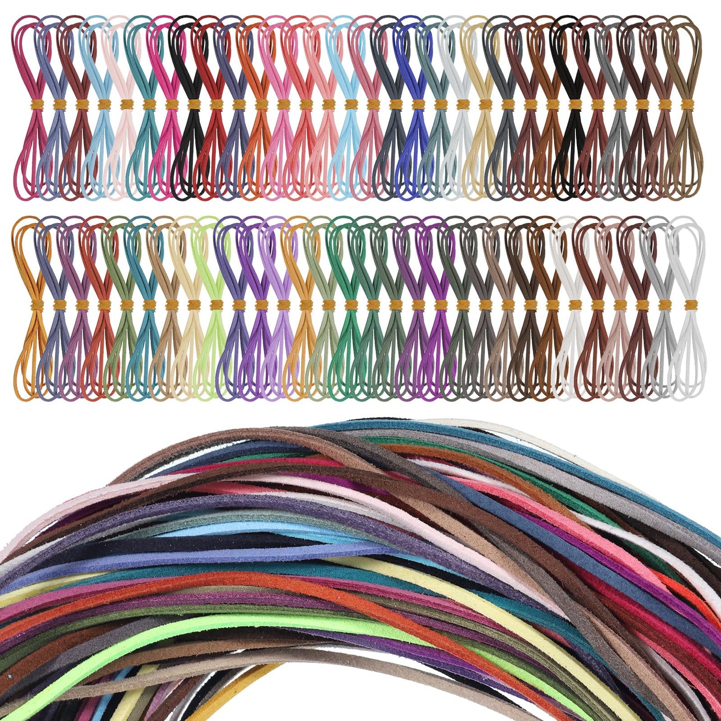 Yuomeaz 60 Rolls Flat Leather Cord Suede Cord Leather Cord Cord