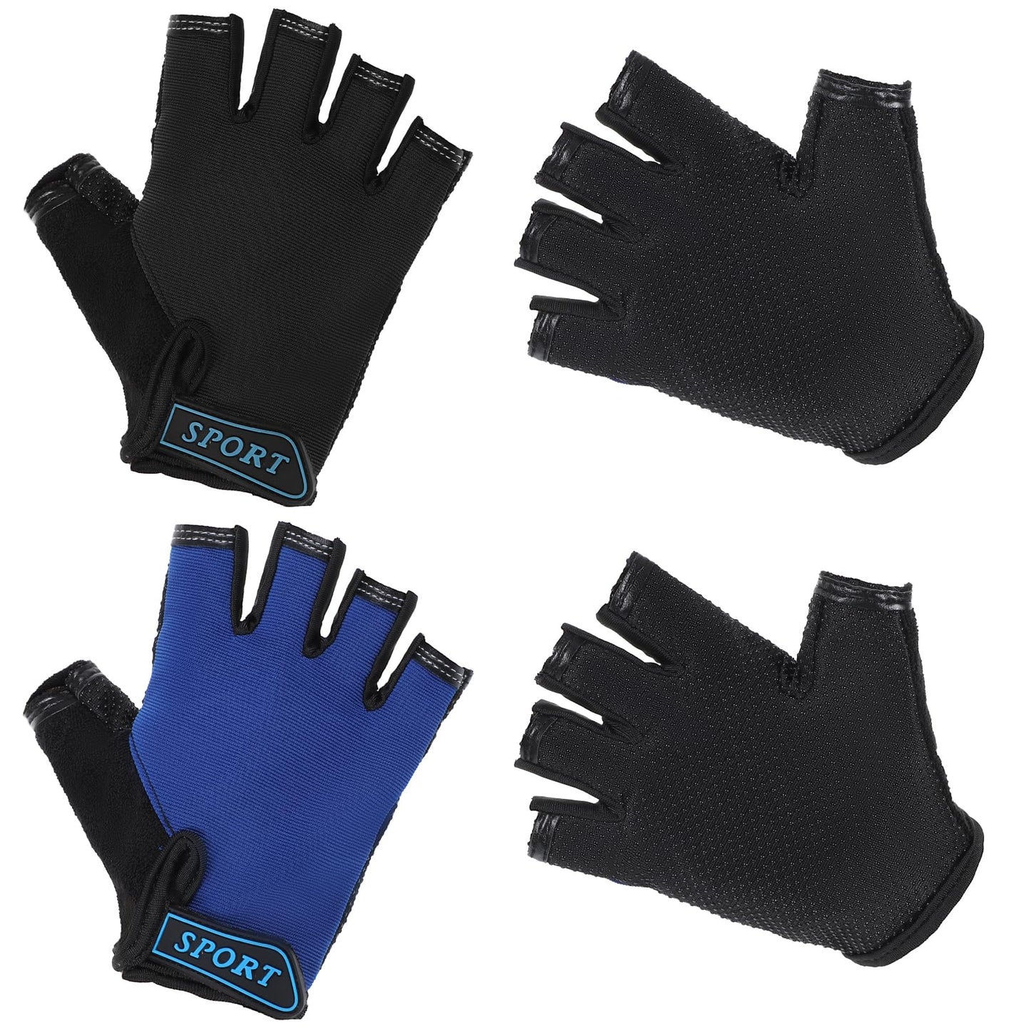 Aysatogc 2 Pairs Kids Bike Gloves, Kids Half Finger Gloves Non-Slip Toddler Kid Sport Glove Boys Girls Cycling Glove for Cycling Camping Fishing Summer Outdoor Sports Children(Large)