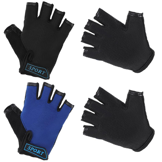 Aysatogc 2 Pairs Kids Bike Gloves, Kids Half Finger Gloves Non-Slip Toddler Kid Sport Glove Boys Girls Cycling Glove for Cycling Camping Fishing Summer Outdoor Sports Children(Large)