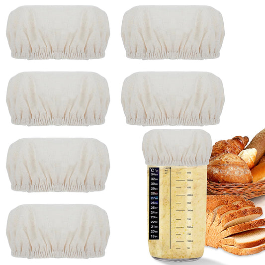 Aster 6 Pcs Sourdough Jar Cover, Reusable Bread Proofing Cover, Cotton Sourdough Bowl Cover Starter Jar Cover for Most Glass Mason Sour Dough Crock