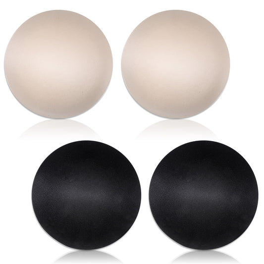 Axafazup 2 Pairs Round Bra Inserts Pads, Removable Bra Cups Inserts, Acts as Silhouette Enhancers, Replacement Pads, Suitable for Bikinis Top, Swimsuit, Sport Bra (Black, Skin-Colored)