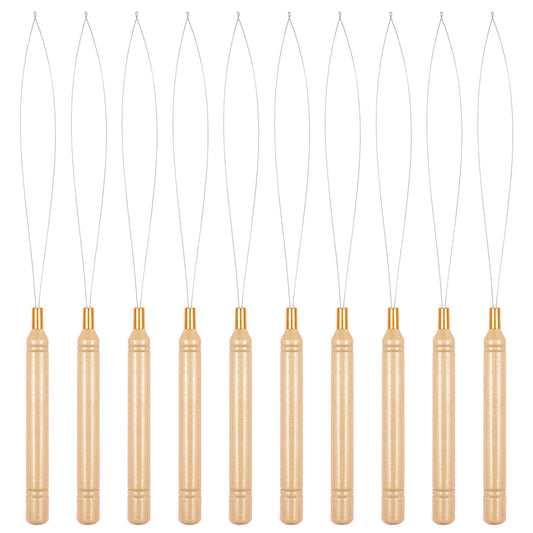10 PCS Hair Extension Loop Tool, Reusable Extension Bead Loop Tool, Bead Threader for Hair & Feather Extensions