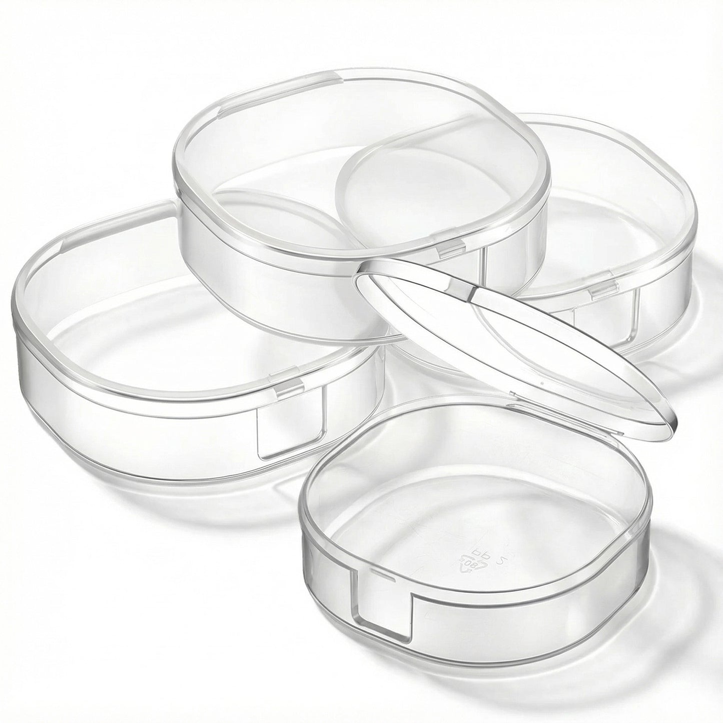Aysatogc 4 Pcs Plastic Cotton Square Holder, Portable Cotton Round Holder for Makeup Remover Cottons Balls Powder Puff Floss Balls Beads Small Items