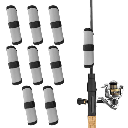 Aysatogc 8 Pcs Fishing Lure Covers, 6" Lure Wrap Bait Gloves Fish Hook Storage Protectors Fishing Lure Wraps Rod Covers to Keep Fishermen Safe for Rod(Grey)