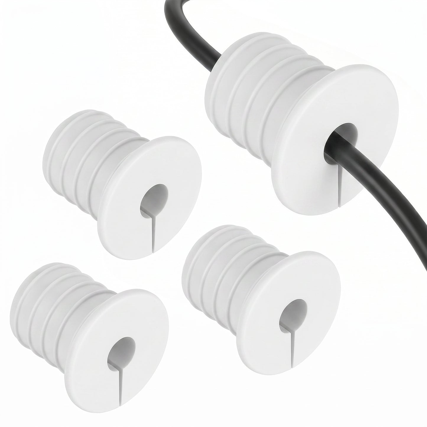 4PCS White Wall Grommet for Starlink, 3/4 inch Cable Hole Cover for Wall Cable Pass Through Silicone Cord Hider for Organizing TV Ethernet Starlink Cables, Anti-Slip Decorates Holes