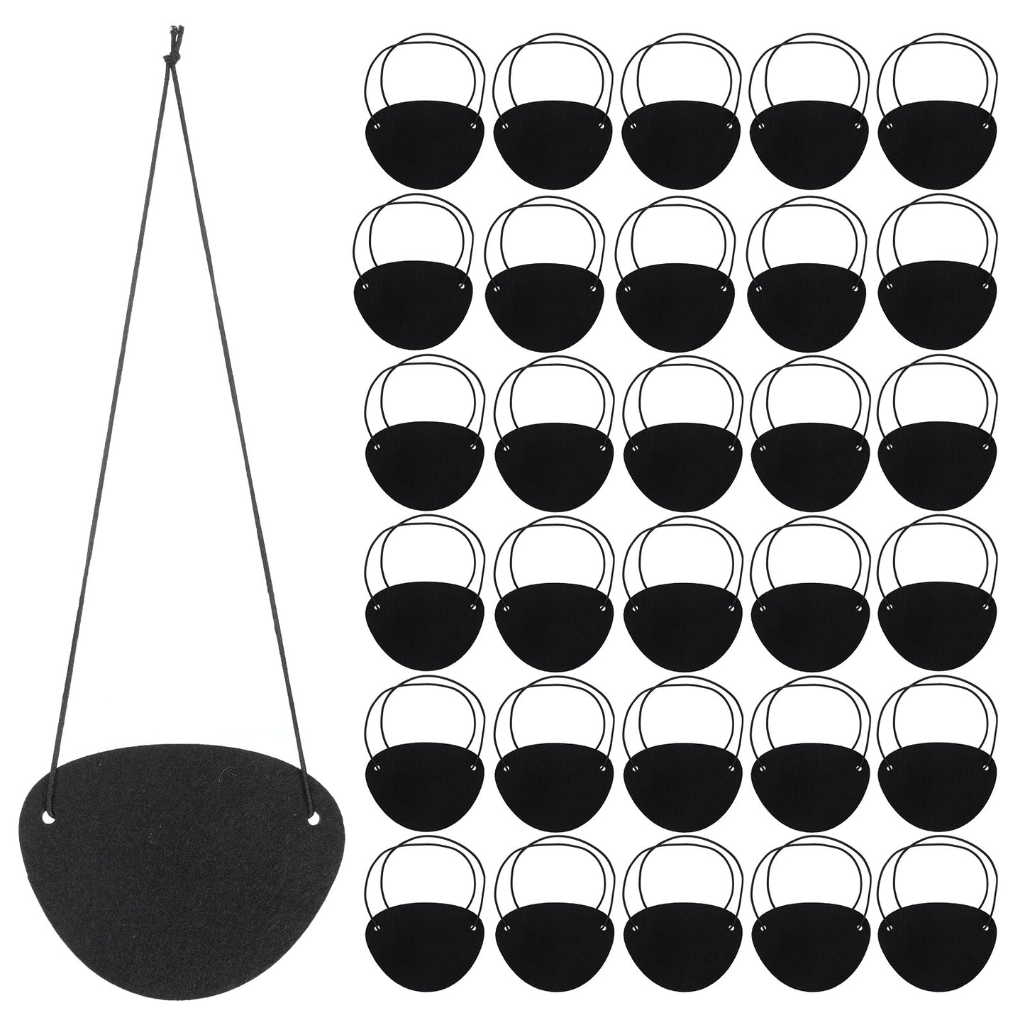 PEOVLVN 40 Pieces Pirate Eye Patches, Black Eye Patch Elastic Felt Single Eye Patch Reusable Eyepatch One Eye Cover for Adults Halloween Costume Theme Cosplay Party Supplies