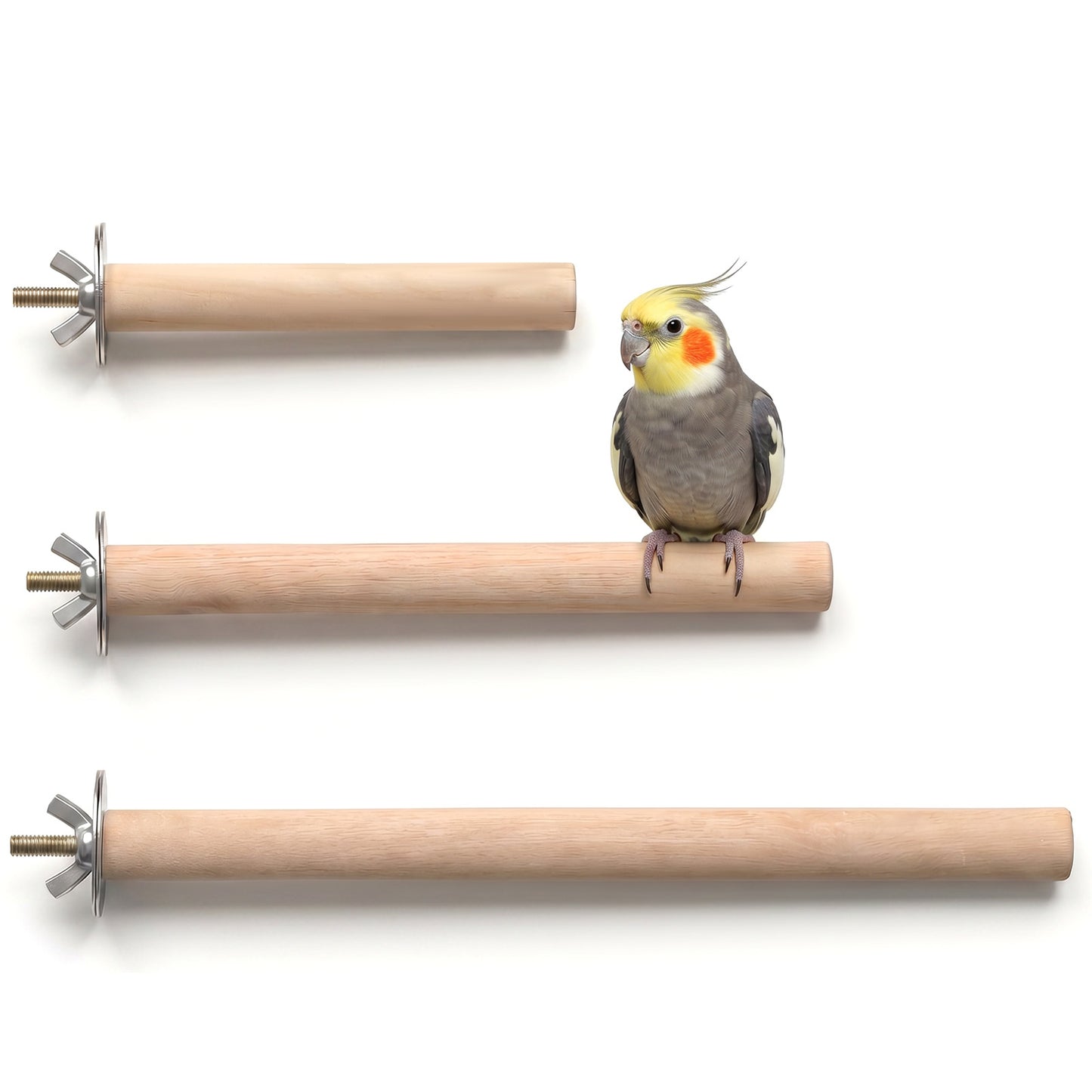 3Pcs Bird Perch Wooden Parrot Perchs Stand, Parrot Cage Stick Standing Sticks Parrots Climbing Branch Stand Rods Bird Cage Accessories for Cockatiels Parakeet, Macaws, Small Parakeets (3.9,5.9,7.9in)