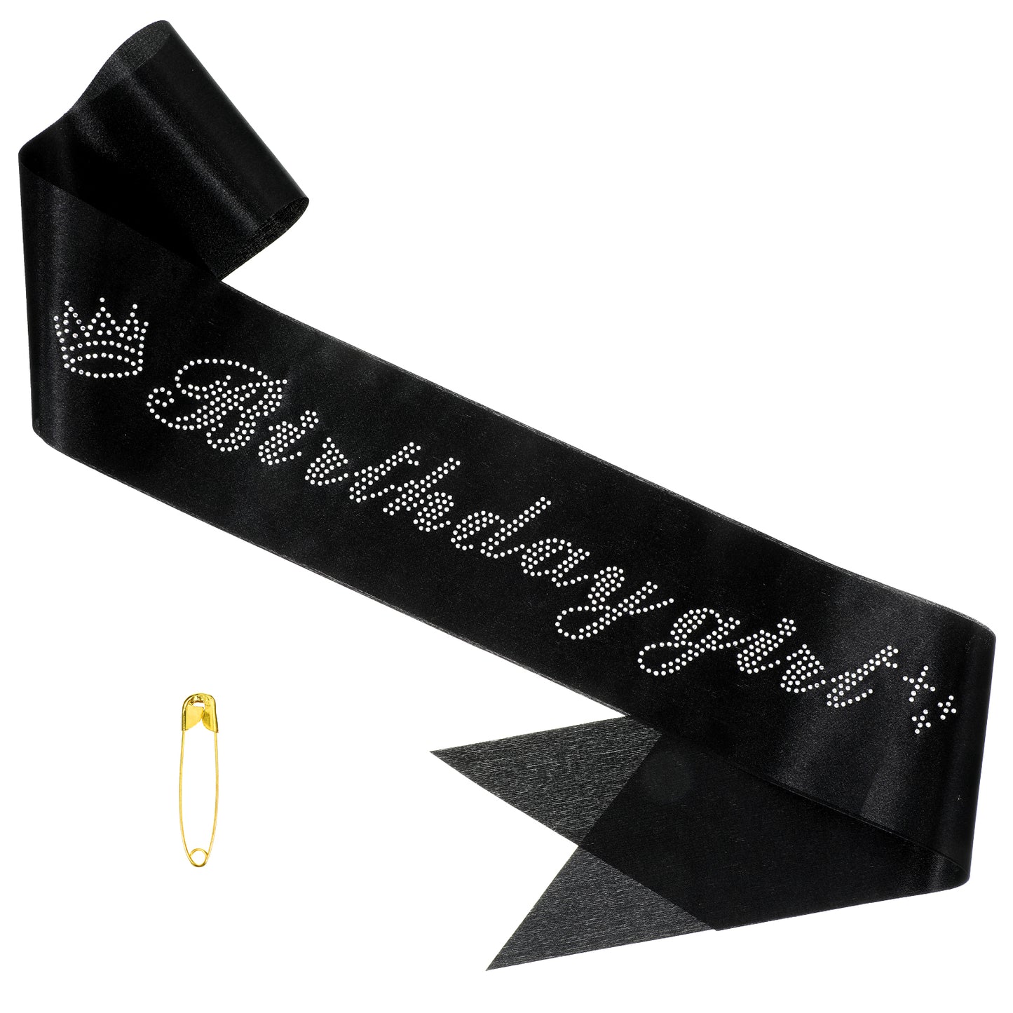 Birthday Girl Sash, Black Glitter Birthday Sash with Rhinestones, Happy Birthdays Girl Sashes for Party Decorations Supplies