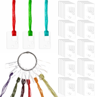 50pcs Acrylic Embroidery Floss Bobbins, Clear Rectangle Embroidery Floss Storage with Hinged Ring, Portable Sewing DIY Crafts Accessories for Cross Thread Sewing Storage