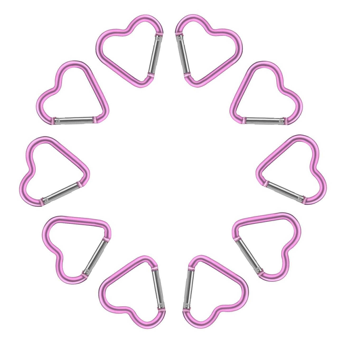 10 PCS Heart Shape Snap Hooks,Dark Pink Heart Key Ring Keychain Hook Clip Heart Shaped Carabiner Hook Aluminum Alloy Snap Clip for Outdoor Traveling Walking