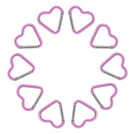 10 PCS Heart Shape Snap Hooks,Dark Pink Heart Key Ring Keychain Hook Clip Heart Shaped Carabiner Hook Aluminum Alloy Snap Clip for Outdoor Traveling Walking