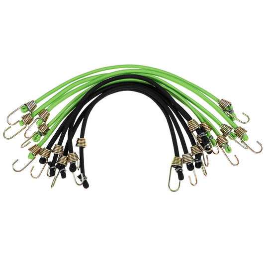 10 Pack Bungee Cords with Hooks, with Hooks 11 Inch Bungee Cord for Outdoor, Tarp Covers, Canvas Canopies, Motorcycle, and Cargo - by Xpose Safety, Weatherproof