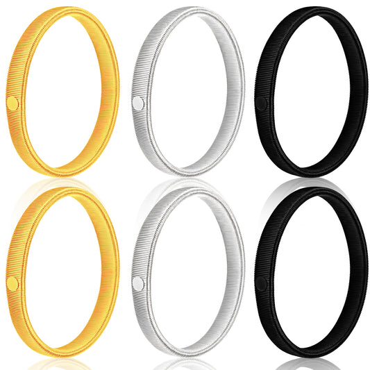 LLOUSSAK 6Pcs Sleeve Garters for Men and Women, Anti-Slip Stretchy Shirt Sleeve Holders, Metal Arm Bands for Women, Sleeve Garters to Hold Up Sleeves for Women, Gold+Silver+Black