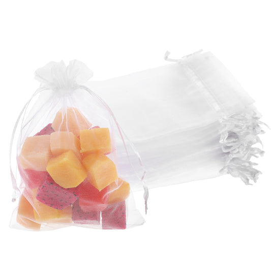 100 Pack Organza Bags 4 x 6 Inches White Sheer Organza Bags Jewelry Pouches Drawstring Bags Party Favor Gift Bags for Christmas Festival Bathroom Soaps Makeup Organza Wrapping Supplie