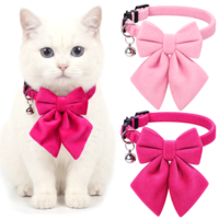 ZEYIYER 2Pcs Pink Cat Collar, Cat Collar Breakaway with Bells, Bowtie Collars for Small Cats, Cute Kitten Collars with Bow for Pet Outfit, Party, Daily (Fit 8-12in)