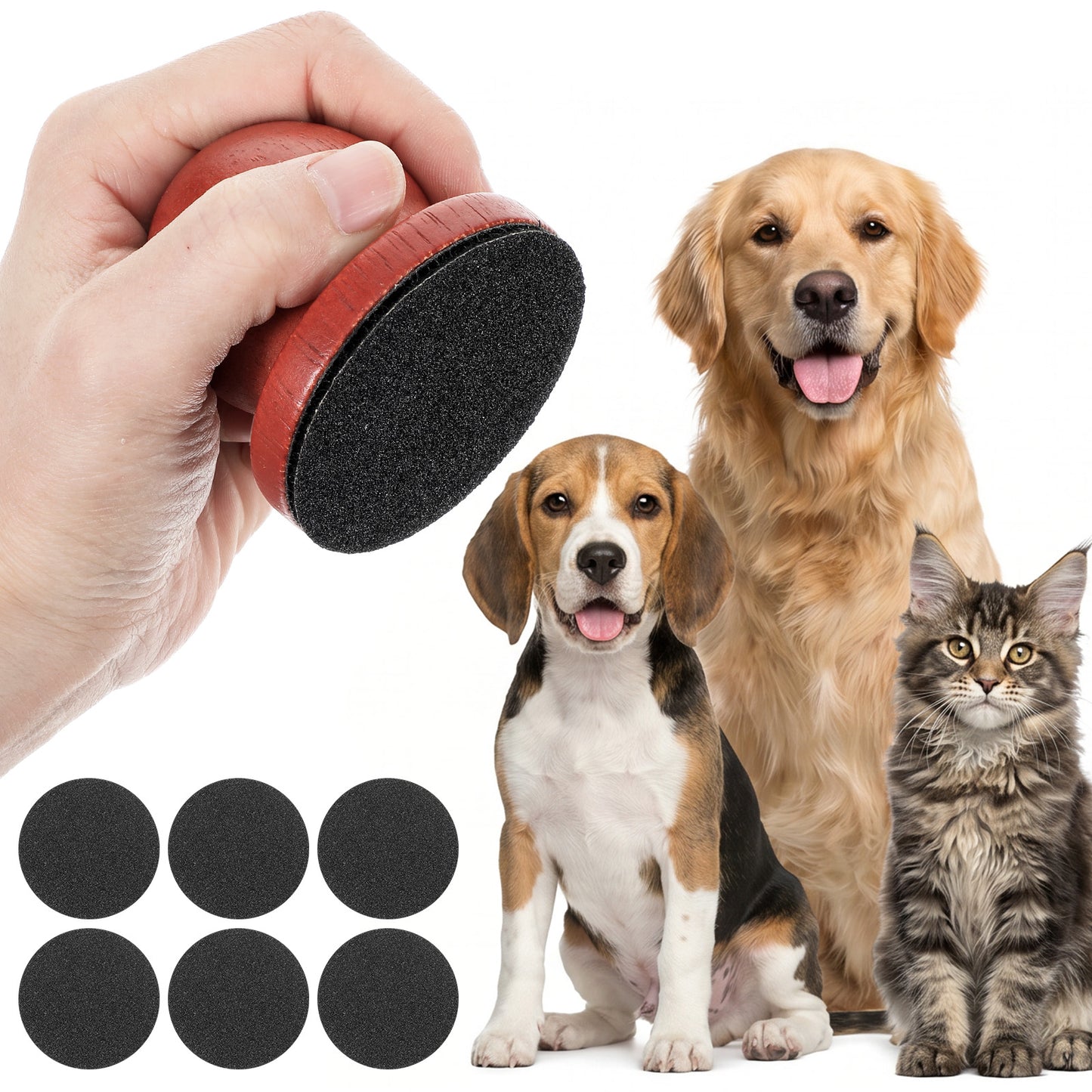 Dog Nail File with 6Pcs Replaceable Filing Disc, Dog Scratch Board for Safe and Easy Nail Care, Dogs Nails Scratch Board Ensures Smooth and Healthy Nails for Dogs and Cats