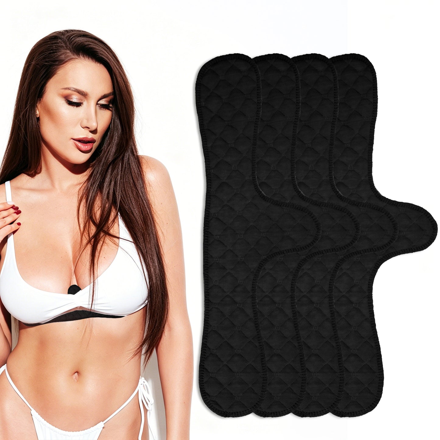 Thinp 4 Pcs Cotton Bra Liners, Bra Liners to Absorb Sweat Under Breasts Reusable Under Breasts Sweats Absorb Pads Soft Breast Sweats Wicking Pads Bras Sweat Liner for Women (Skin Color)