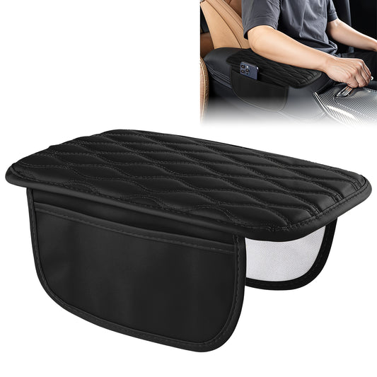 Upgraded Car Center Console Cover,Microfiber Leather Car Armrest Cover(Black)