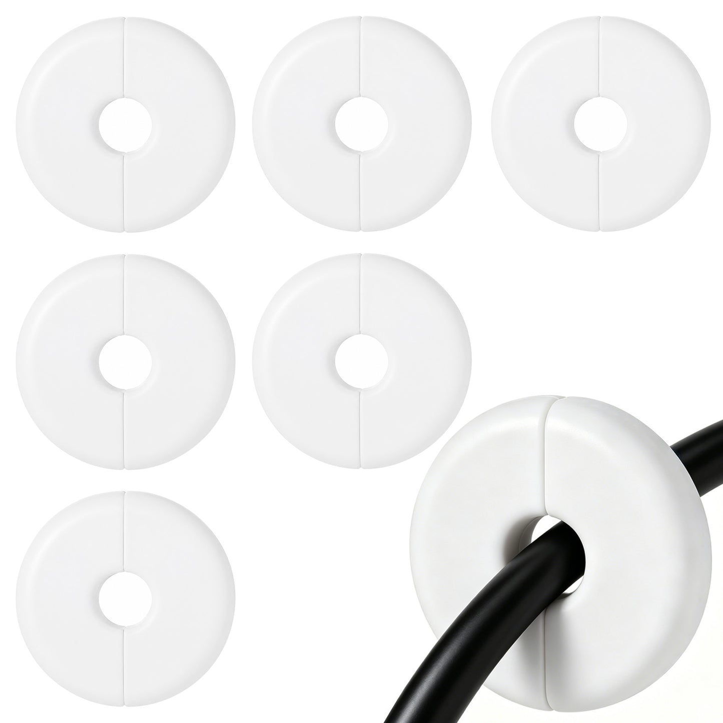 6Pcs Wall Cable Grommet for Cables, White Wall Cable Pass Through Cover Plate for Starlink Cables Routing, Anti-Slip Walls Wire Hole Grommet for Home Office Walls Cord Management Through