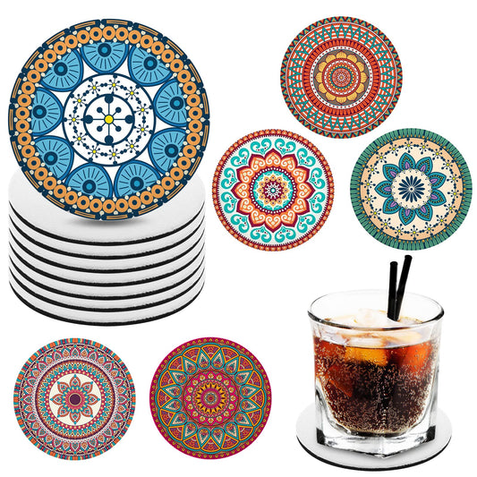 ASTER Round Sublimation Blank Coasters, 4 Inches Circle Sublimation Blank Car Coaster Heat Transfer Sublimation Blanks Products for Cup Mat, DIY Ornament Crafts(16 Pieces)
