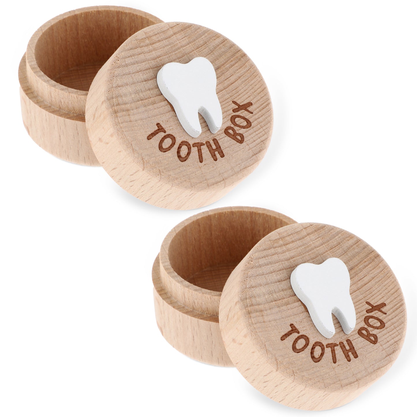 YQQYG 2PCS Tooth Fairy Tooth Holder, 3D Carved Wooden Tooth Holder, Tooth Boxes for Lost Teeth, Baby Teeth Keepsake Box, Cute Baby Teeth Keepsake Storage Box