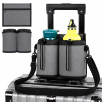 Luggage Travel Cup Holder with Shoulder Strap Free Hand Drink Carrier Carry on Beverage Cup Holder Attachment Fits Roll on Suitcase Handles Business People, Travel Essentials