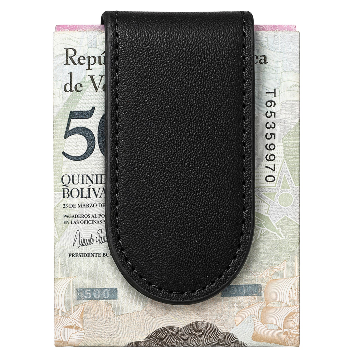 Aeaocvo Magnetic Money Clip, Black Leather Cash Clip, Slim Money Clips for Men Business Card Holder Wallet Holds 10 to 15 Bills