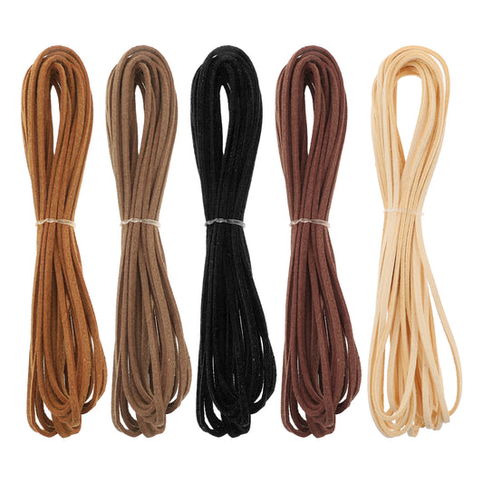 ZEYIYER 5 Colors Leather Necklace Cord Leather String, 5m Leather Rope Nec Klace Rope Suede Cord Leather String for DIY Crafts Jewelry Making