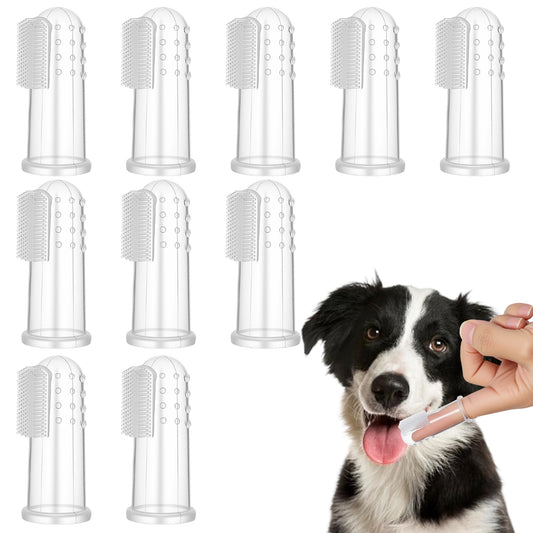 10 Pieces Dog Tooth Brushing Kit, Dog Finger Toothbrush Puppy Kitten Toothbrushs with Silicone Bristles Cat Teeth Cleaning Brush Pet Dental Care & Teeth Cleaning for All Pets