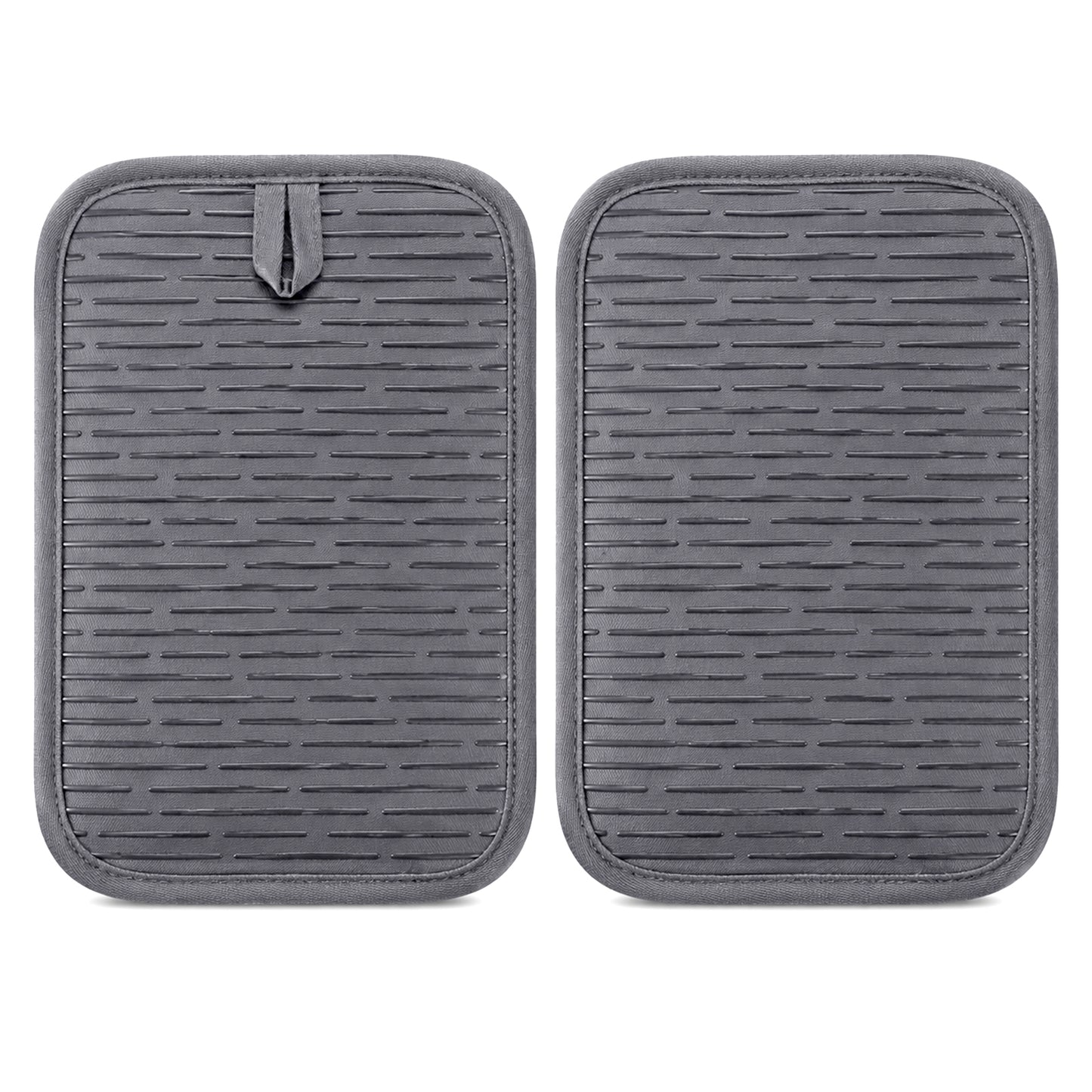 Thinp 2 Pack Pot Holders for Kitchen, 7"X9" Cotton and Non-Slip Silicone Pot Holders Heat Resistant Multipurpose Thick Hot Pads Oven Mitts for Daily Kitchen Cooking and Baking (Gray)