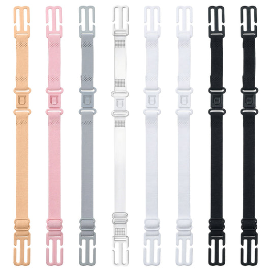 Axafazup 8PCS Bra Strap Holders for Slipping, Women's Non-slip Elastic Bra Strap Holder, Adjustable Bra Clips to Hide Straps, Bra Strap Extender, Conceal Straps Keep in Place, Multi-color