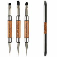 Grevosea 3 Pcs Nail Art Brushes, Double-Ended Builder Gel Brush French Tip Brush with Wooden Handles Hard Gel Nail Brushes for Lines Details Drawing Design Nails Art Salon & DIY Use