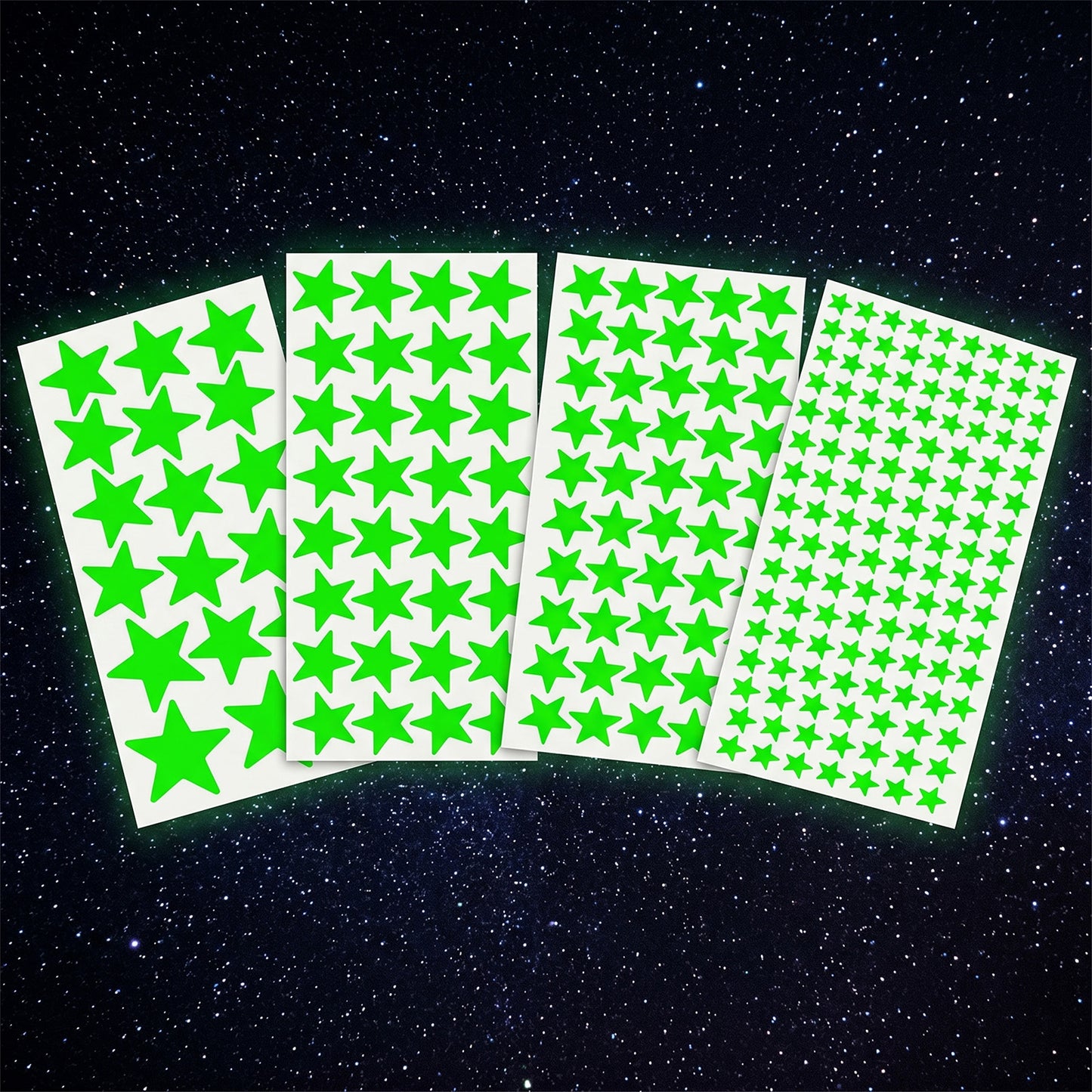 Dplolng Glow in The Dark Star Stickers,596pcs Glow in The Dark Stars for Ceiling Light Green Star Ceiling Stickers for Kids Bedding Room Nursery Wall Decor Party Decoration(8 Sheets,4 Sizes)