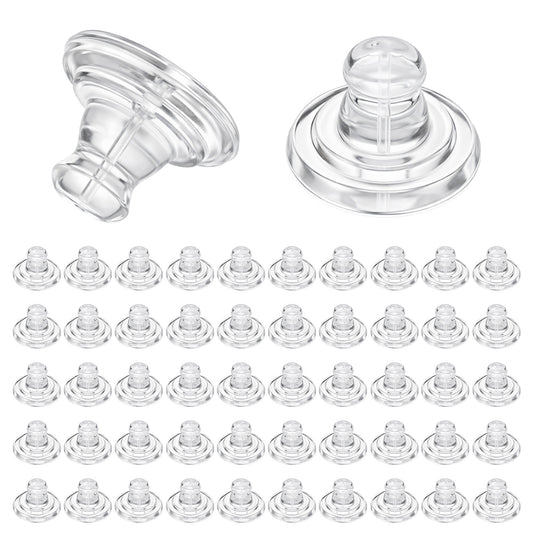 Aysatogc 50PCS Silicone Earring Backs, Soft Clear Earring Backs for Droopy Ears Safety Back for Wire Ear Loop Locking Rubber Earrings Stoppers for Women Men