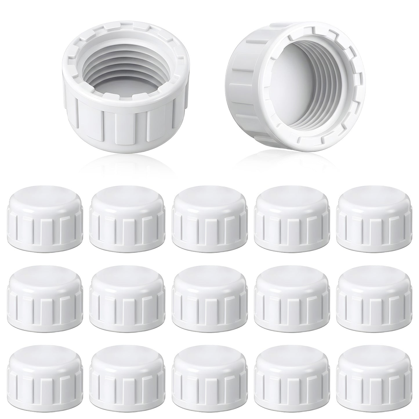16 Pcs 1/2" PVC Sprinkler Cap, Female Thread Pipe Plug Adapter for Irrigation, DIY Projects,Sprinkler Head Cap,Plumbing Repair,Sturdy Construction with Easy Installation White